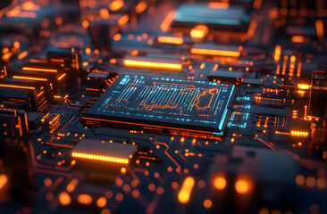 Abstract tech image displays data analytics, gaming innovation. Artificial intelligence optimizes player behavior trends. Digital network, glowing circuits, processing information. Perfect futuristic