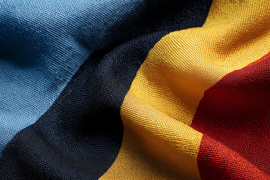Waving Belgian flag close-up