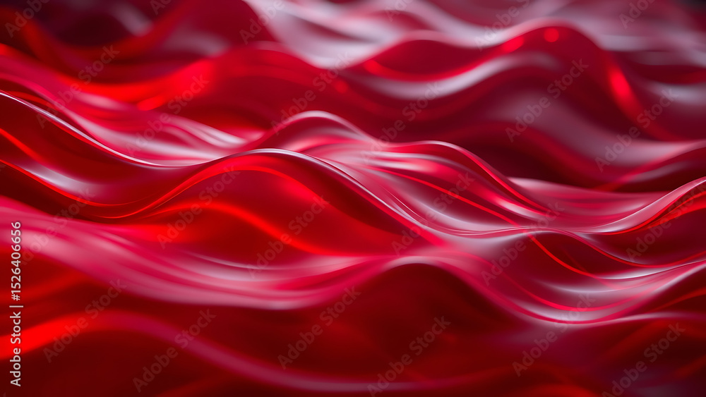 Poster dynamic flowing red waves elegant abstract motion with lighting effects