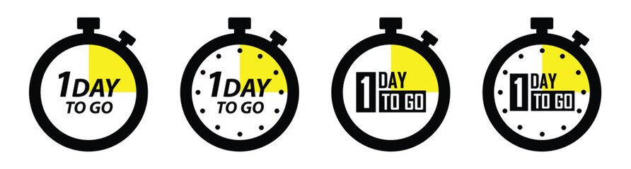 Timer 1 day, 1 week, 1 month, 1 year to go icon, Vector illustration