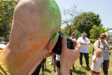 08.06.2025. Somogyvamos, Hungary. Krisna volley and the tradional Holi colours festival in Hungary
