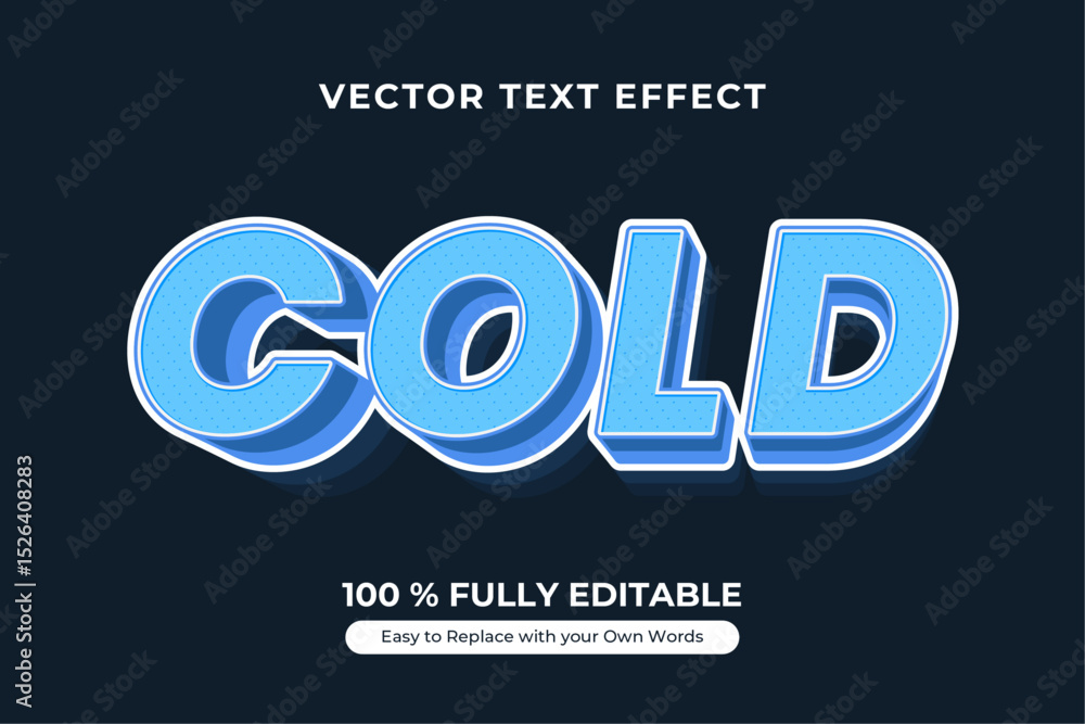 Wall mural cold 3d vector text effect with editable style