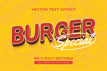 Vector Text Effect for Burger Promotion with burger pattern background