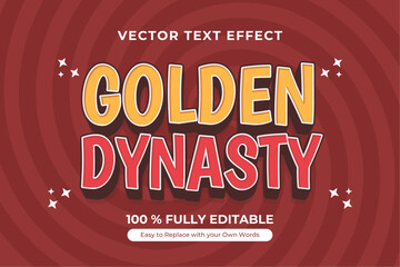 Cartoon Text Effect, Golden Dynasty Vector Design with pop art style
