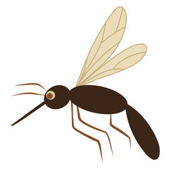 Hand drawn flying mosquito on a white background, vector gnat illustration