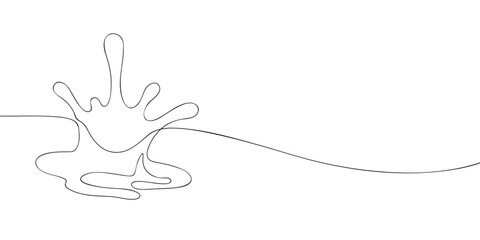 Continuous line drawing of a dynamic chocolate splash, elegant minimalist vector for design, packaging, or culinary visuals.