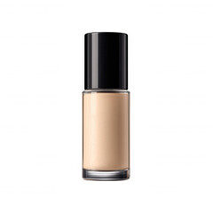 Sleek glass bottle of foundation with black cap, showcasing light beige shade. This makeup product is perfect for achieving natural look, enhancing beauty effortlessly