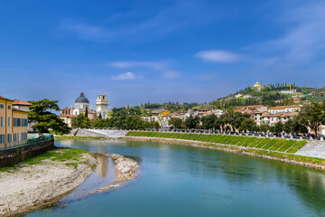 Landscape with Adige river in Verona, Italy