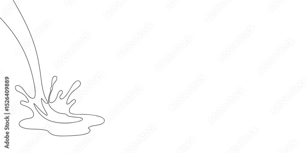 Poster minimalist vector continuous line art of liquid chocolate pouring with splash, elegant linear style 