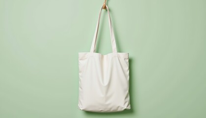 Elegant white leather tote bag, a chic accessory for everyday style against vibrant green wall