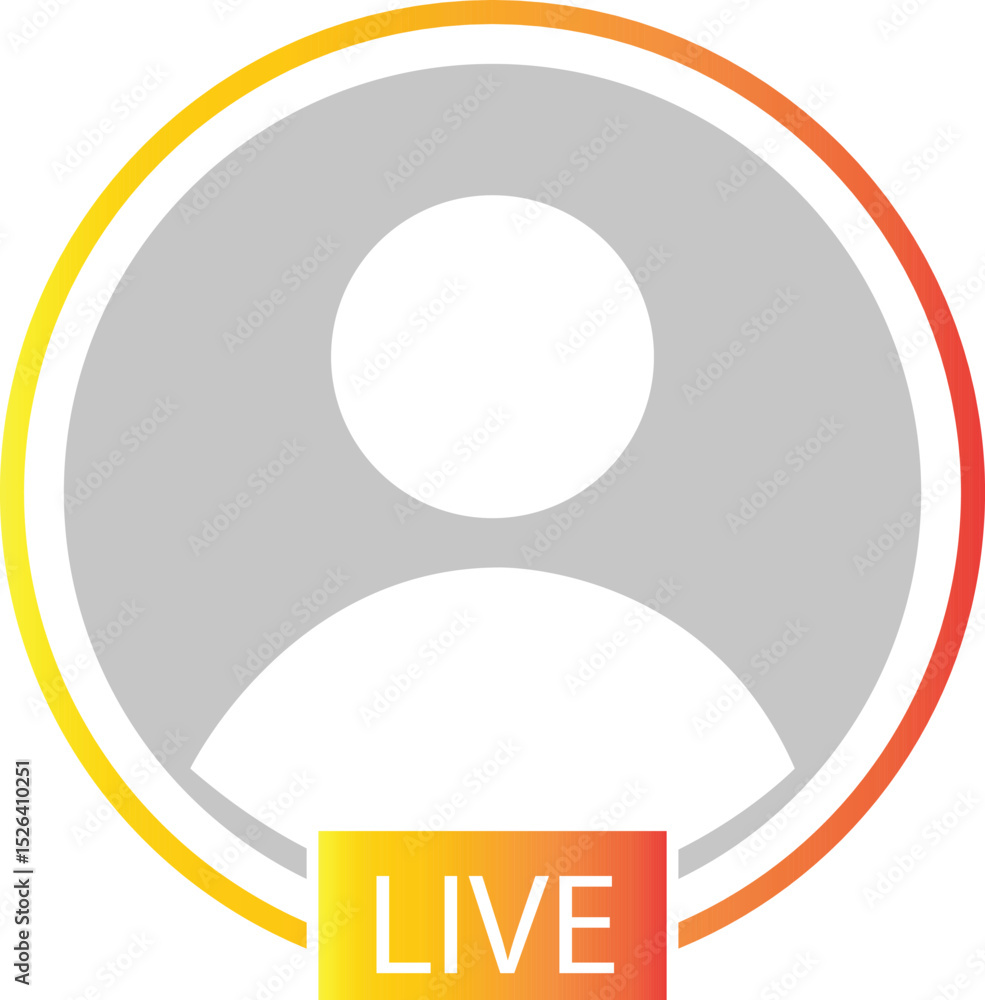 Poster story with user profile avatar icon button flat style. live video streaming frame, social media inte