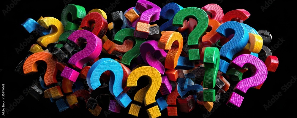 Aufkleber colorful question marks in various shapes and sizes creates a playful and curious atmosphere