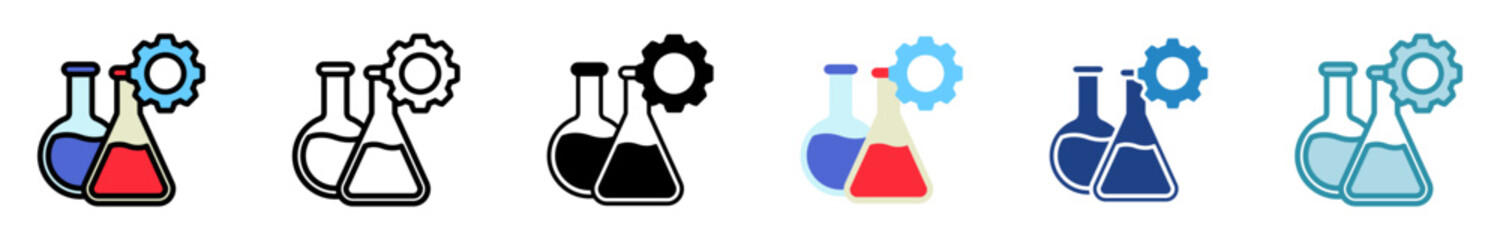 Experiment multi style, mini illustration icon set. outline, flat, glyph, line color. vector for UI, UX, app, web, digital or print, related to education, business, research and development.