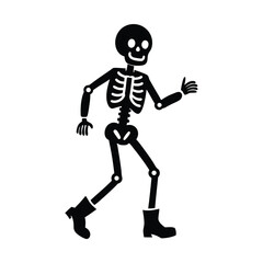 Cartoon Skeleton Walking with Boots and Thumbs Up