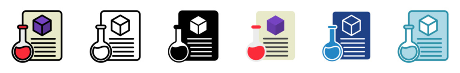 Material Test multi style, mini illustration icon set. outline, flat, glyph, line color. vector for UI, UX, app, web, digital or print, related to education, business, research and development.