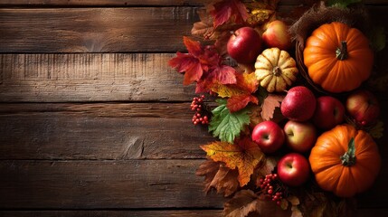 Autumn Harvest Still Life with Pumpkins and Apples