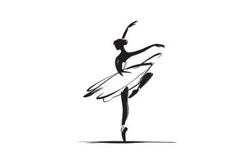 Ballet dancer silhouettes ink brush style vector illustration   © Victoria