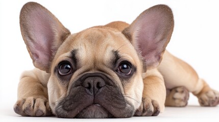 A French Bulldog Portrait On The White Ground