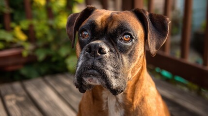 Fototapeta premium Adorable Boxer Dog Portrait in Natural Light Photography