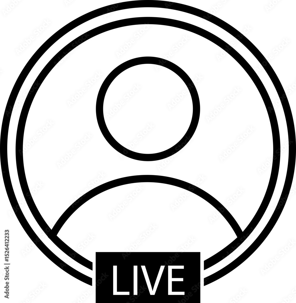 Poster story with user profile avatar icon button line style. live video streaming frame, social media inte