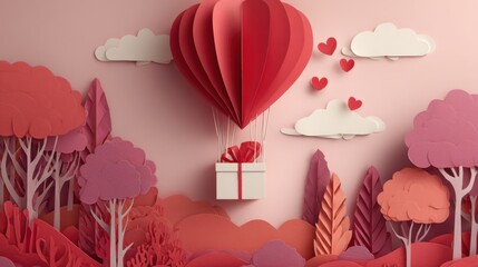 Obraz premium Delightful Valentine's Day Gift with Charming Paper Hearts