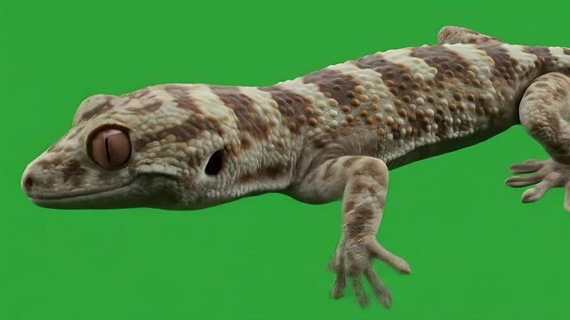 Gecko Isolated on Green Screen for Compositing