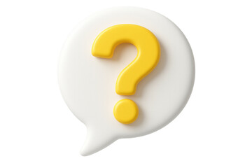 3d yellow question mark in speech bubble isolated on transparent background