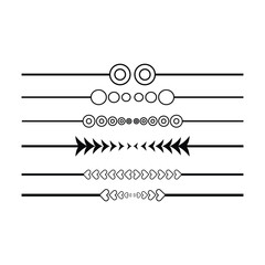 Obraz premium Set of Six Black and White Decorative Dividers with Circles Arrows and Hearts