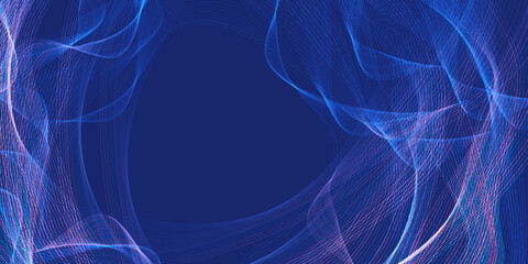 Technology background. Big data visualization concept. Lots of dots and fibers on a blue background