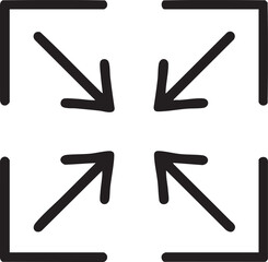 Four Arrows Pointing Inward with Corner Brackets Representing Focus Concentration or Reduction in Size and Scope