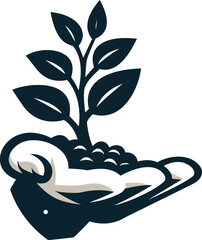 Hand cradling a growing plant, symbolizing new life and environmental care