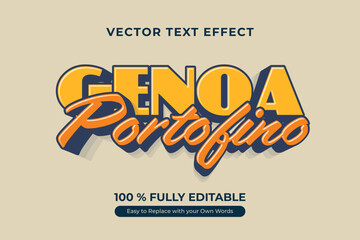 Genoa, Portofino, Retro Text Effect for Advertising Design