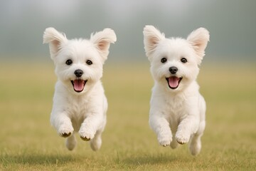 two white puppies