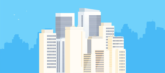 Downtown vector building illustration isolated on background