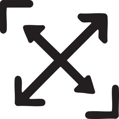 Hand Drawn Expand Icon with Arrows and Corner Brackets Black on White Background Simple Vector Illustration