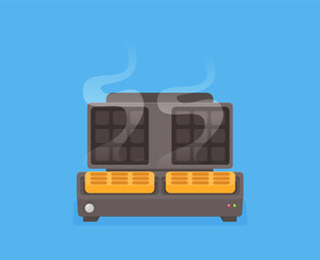 Waffle maker in flat design style isolated on color background