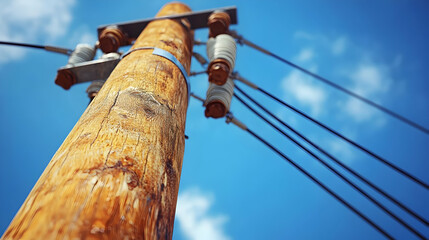 Wooden Power Pole 3D Illustration