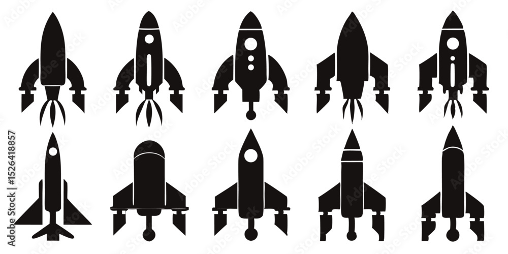 Poster a colorful rocket launch icon design for applications and websites