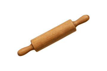 Classic wooden rolling pin isolated on white background. traditional kitchen utensil used for baking and dough preparation. Ideal for culinary blogs, recipes, cooking websites, kitchen-related