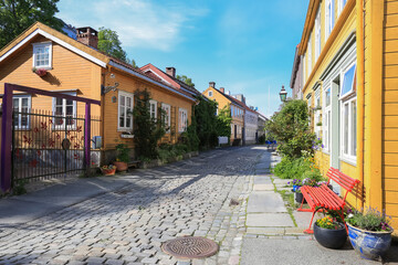 Residential district Bakklandet in Trondheim