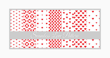 8 different seamless patterns with hearts, stripes and dots.  Endless texture for wallpaper, web page background, wrapping paper and etc. . Valentine's Day 