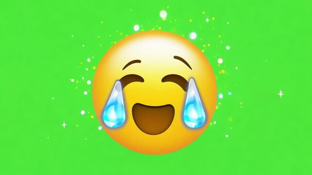 Face with tears of joy emoji on green screen background