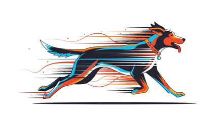 Running Dog Illustration – Speed Motion Style with Bold Colors and Energy