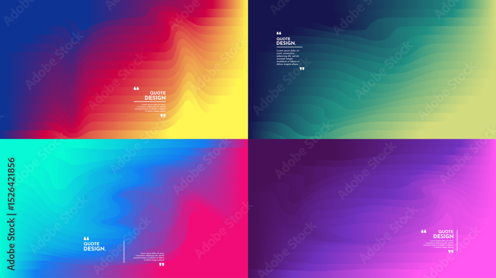 Poster vector illustration. vibrant set of wavy line patterns with dynamic color gradients. minimal bright 