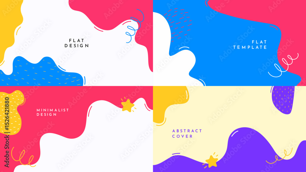 Canvas Prints vector illustration. flat banner template. hand drawn doodle shapes and lines. design elements for h