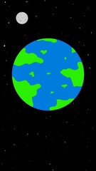 Fototapeta premium Cartoon Earth and Moon in Outer Space with Starry Background