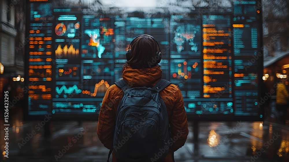 Poster dedicated project manager tracking workflow on a digital screen in a startup environment