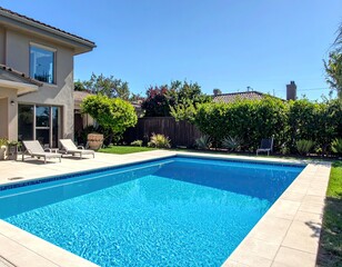 Fototapeta premium Modern home pool with patio area