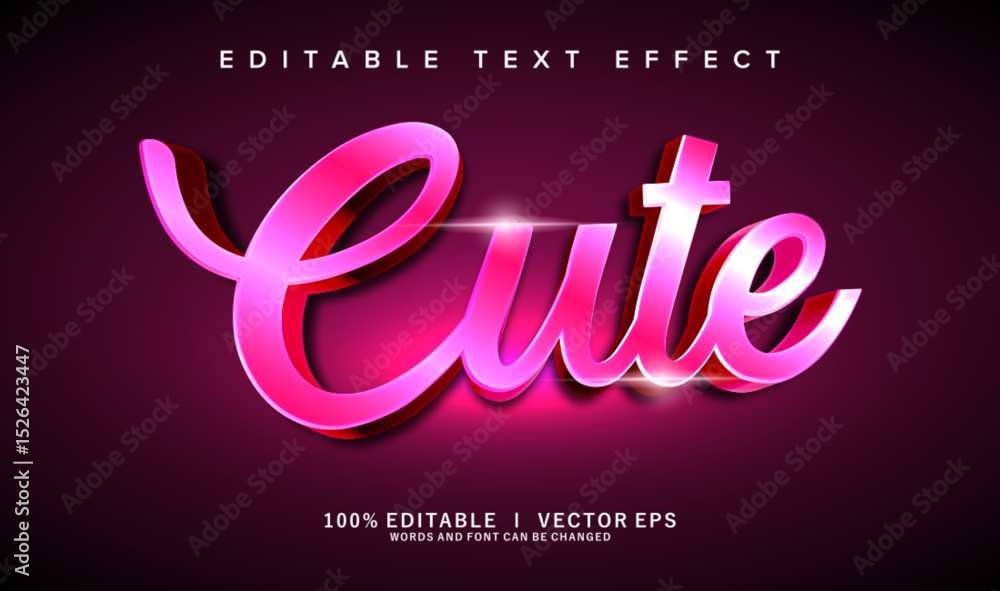 Poster cute vector text effect with modern style design