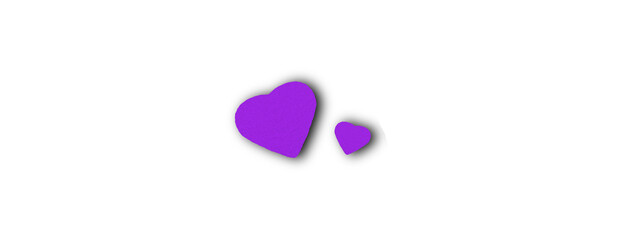Purple paper heart shape isolated on transparent background. Valentine's Day. Red heart with shadow. Love. Illustration.